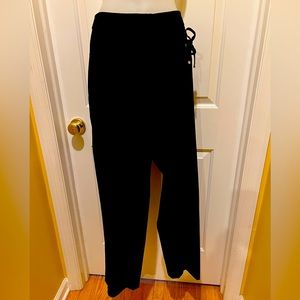 Black velvet straight leg pants